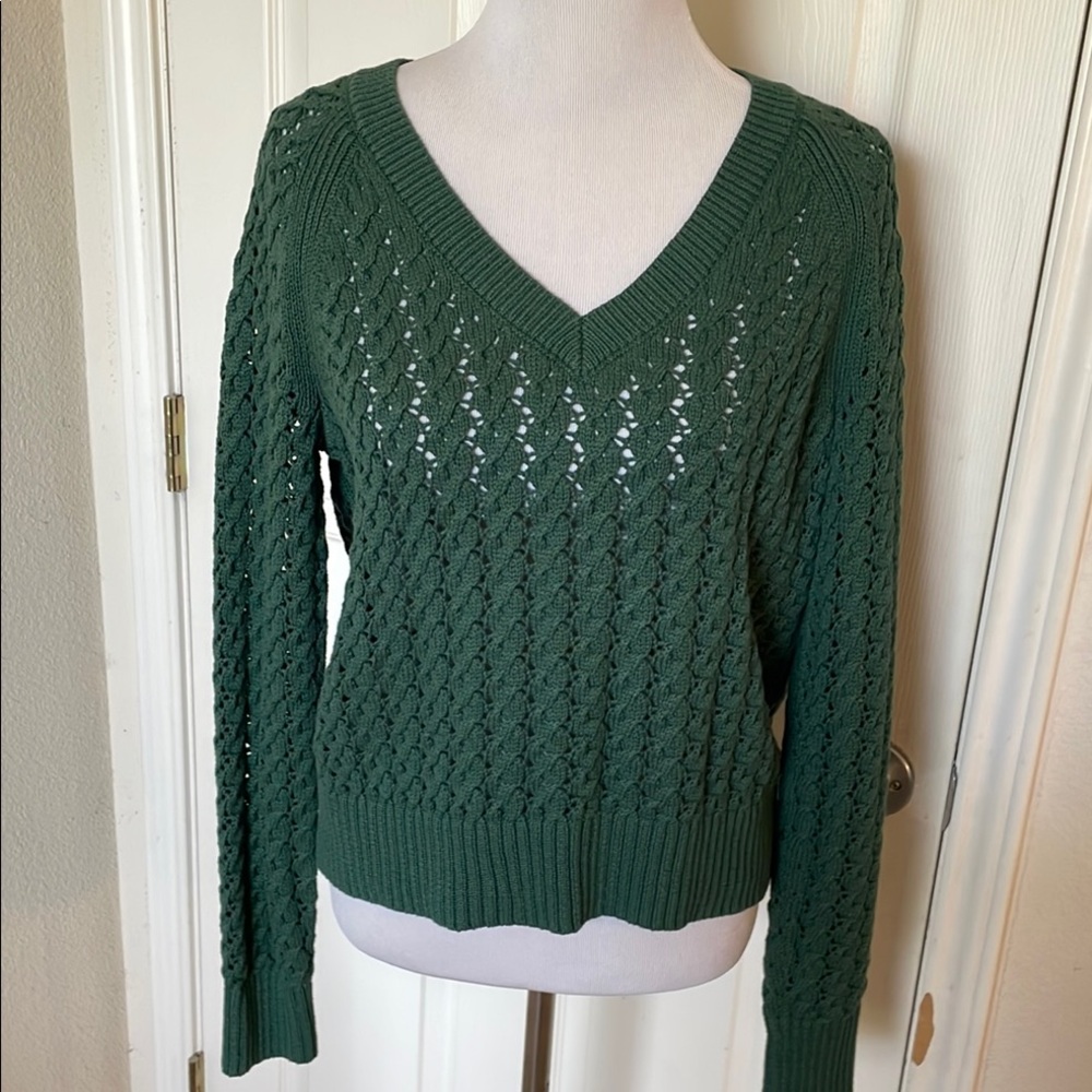 Talbots New w/ tag Green V-Neck Knit Summer Sweater